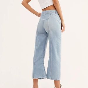 Free People Let Sunshine In Wide Leg Cropped Jeans